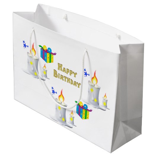Happy Birthday Gift Bag Candle Groot Cadeauzakje (Achterkant Gekanteld)
