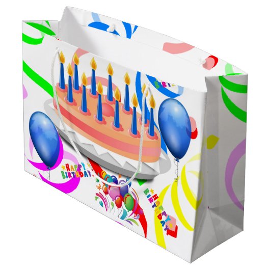 Happy Birthday Gift Bag Confetti Groot Cadeauzakje (Achterkant Gekanteld)
