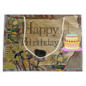Happy Birthday Gift Bag Construction Tools Groot Cadeauzakje (Voorkant)