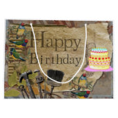 Happy Birthday Gift Bag Construction Tools Groot Cadeauzakje (Achterkant)