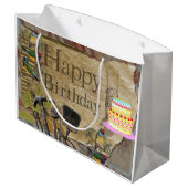 Happy Birthday Gift Bag Construction Tools Groot Cadeauzakje (Achterkant Gekanteld)