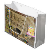 Happy Birthday Gift Bag Construction Tools Groot Cadeauzakje (Voorkant Gekanteld)