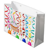 Happy Birthday Gift Bag Cupcake Confetti Groot Cadeauzakje (Voorkant Gekanteld)