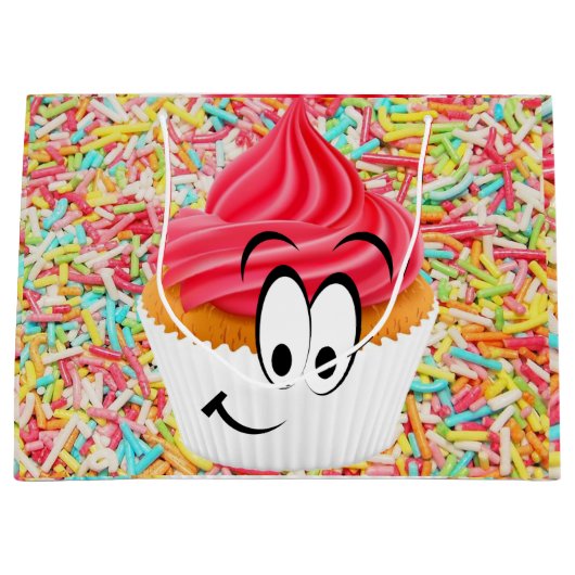 Happy Birthday Gift Bag Cupcake Groot Cadeauzakje (Voorkant)