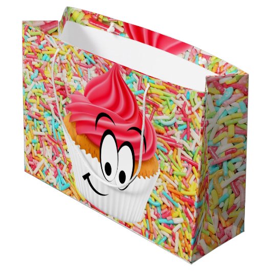 Happy Birthday Gift Bag Cupcake Groot Cadeauzakje (Achterkant Gekanteld)