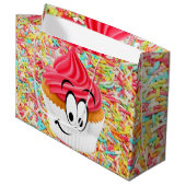 Happy Birthday Gift Bag Cupcake Groot Cadeauzakje (Voorkant Gekanteld)