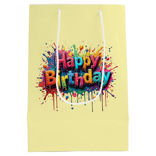 Happy Birthday Gift Bag Design Medium Cadeauzakje (Achterkant)