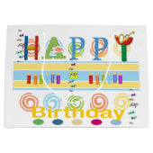 Happy Birthday Gift Bag EyeGlasses Groot Cadeauzakje (Voorkant)