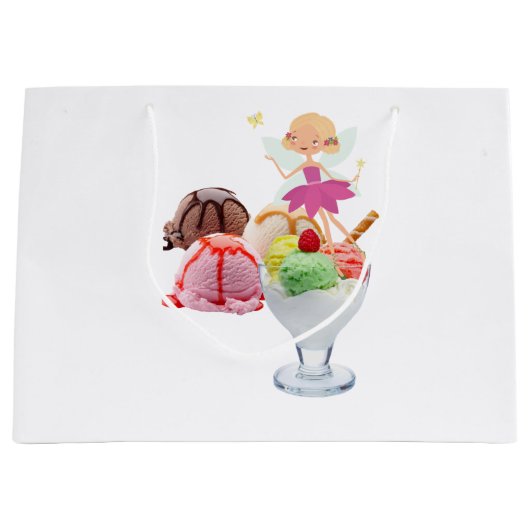 Happy Birthday Gift Bag Fairy Ice Cream Groot Cadeauzakje (Voorkant)