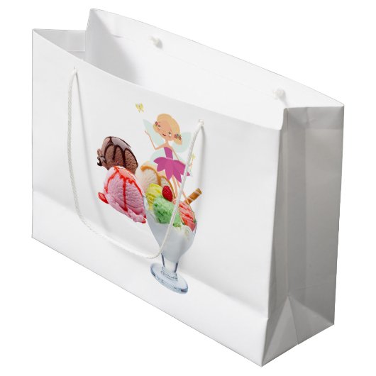 Happy Birthday Gift Bag Fairy Ice Cream Groot Cadeauzakje (Voorkant Gekanteld)