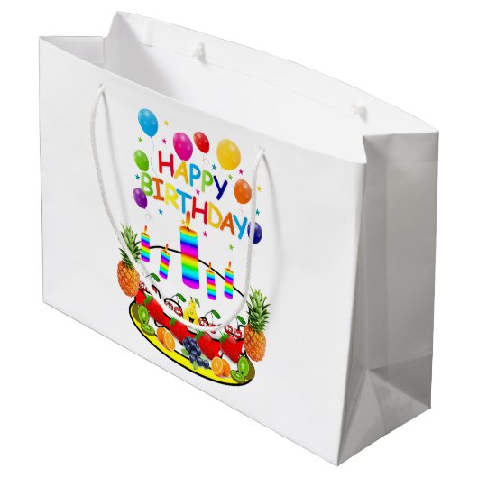 Happy Birthday Gift Bag Fruit Candles Groot Cadeauzakje (Achterkant Gekanteld)