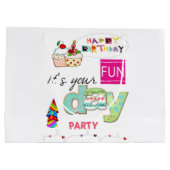 Happy Birthday Gift Bag FUN Cupcake Groot Cadeauzakje (Achterkant)