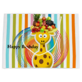 Happy Birthday Gift Bag Giraffe Fruit Stripe Groot Cadeauzakje (Voorkant)