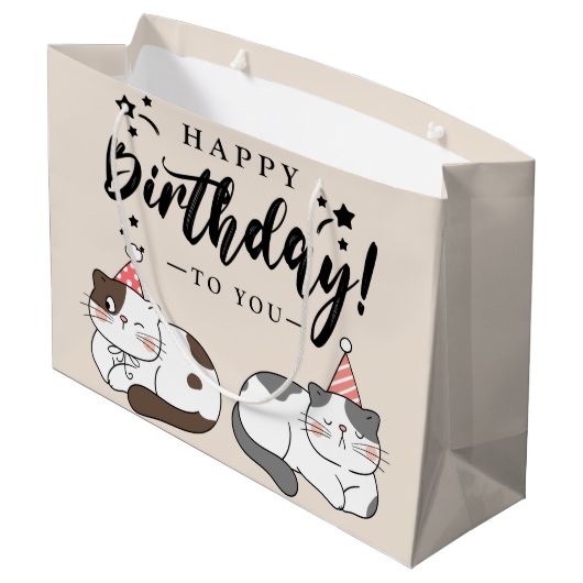 Happy Birthday Gift Bag Groot Cadeauzakje (Achterkant Gekanteld)