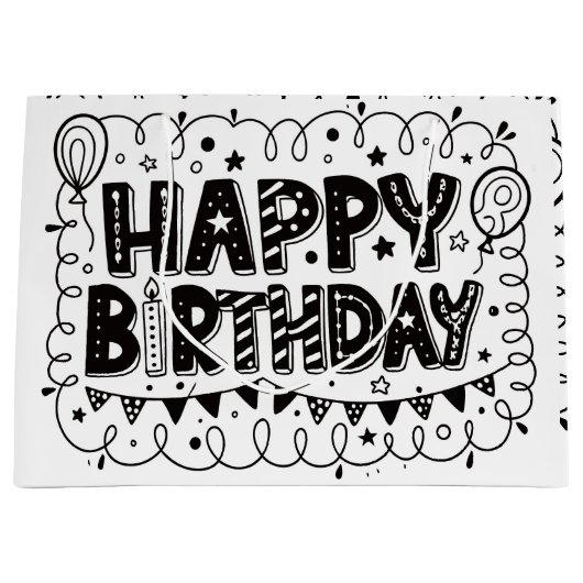 Happy Birthday Gift Bag Groot Cadeauzakje (Voorkant)