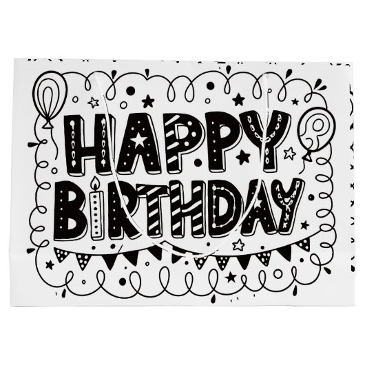 Happy Birthday Gift Bag Groot Cadeauzakje (Achterkant)