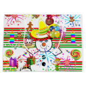 Happy Birthday Gift Bag kerstman Snowman Santa Groot Cadeauzakje (Voorkant)