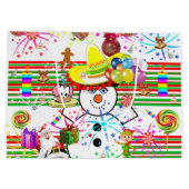 Happy Birthday Gift Bag kerstman Snowman Santa Groot Cadeauzakje (Achterkant)
