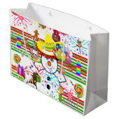 Happy Birthday Gift Bag kerstman Snowman Santa Groot Cadeauzakje (Achterkant Gekanteld)