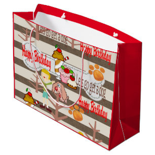 Happy Birthday Gift Bag Laten we een Hond gaan hal Groot Cadeauzakje