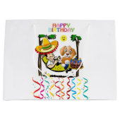 Happy Birthday Gift Bag Man Dog Groot Cadeauzakje (Voorkant)
