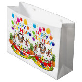 Happy Birthday Gift Bag Monkey Groot Cadeauzakje (Voorkant Gekanteld)