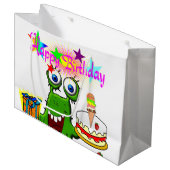 Happy Birthday Gift Bag Monster Groot Cadeauzakje (Voorkant Gekanteld)