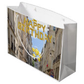 Happy Birthday Gift Bag Paris Frankrijk Groot Cadeauzakje (Achterkant Gekanteld)
