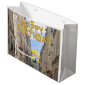 Happy Birthday Gift Bag Paris Frankrijk Groot Cadeauzakje (Voorkant Gekanteld)