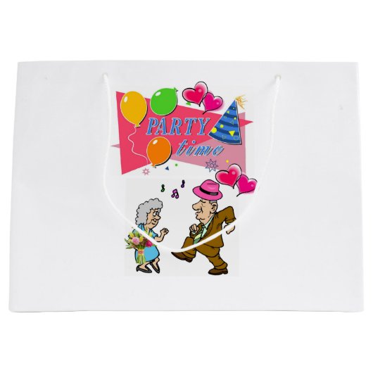 Happy Birthday Gift Bag Party Time Jubileum Groot Cadeauzakje (Voorkant)