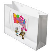 Happy Birthday Gift Bag Party Time Jubileum Groot Cadeauzakje (Voorkant Gekanteld)