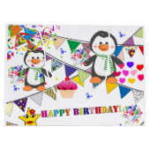 Happy Birthday Gift Bag Penguin Groot Cadeauzakje (Achterkant)