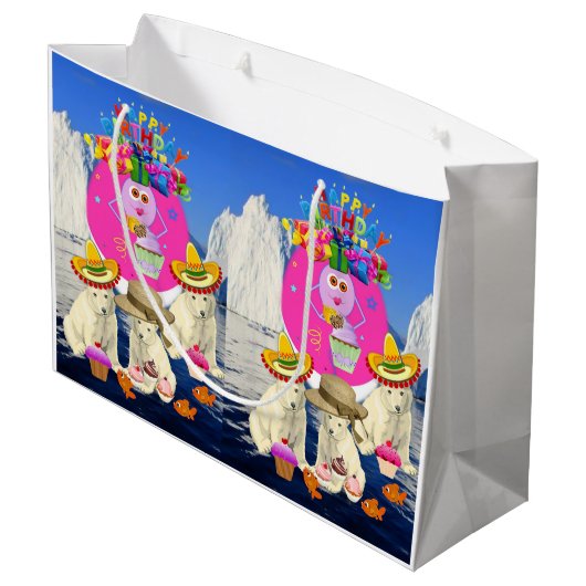 Happy Birthday Gift Bag Polar Beer Groot Cadeauzakje (Achterkant Gekanteld)