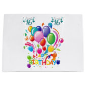 Happy Birthday Gift Bag Sweet Sixteen Groot Cadeauzakje (Voorkant)