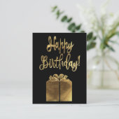 Happy Birthday Gift Black en Gold look Typografie Briefkaart (Staand voorkant)