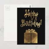 Happy Birthday Gift Black en Gold look Typografie Briefkaart (Voorkant / Achterkant)