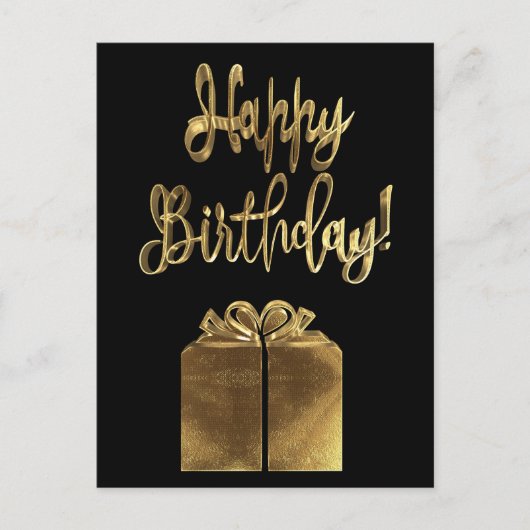 Happy Birthday Gift Black en Gold look Typografie Briefkaart (Voorkant)