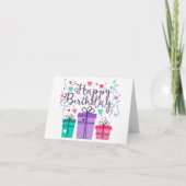 Happy Birthday Gift Boxes on White Kaart (Voorkant)