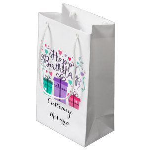 Happy Birthday Gift Boxes op White Customize Klein Cadeauzakje
