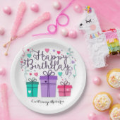 Happy Birthday Gift Boxes op White Customize Papieren Bordje (Feest)