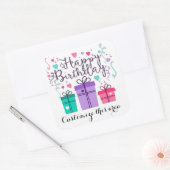 Happy Birthday Gift Boxes op White Customize Vierkante Sticker (Envelop)