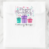 Happy Birthday Gift Boxes op White Customize Vierkante Sticker (Tas)