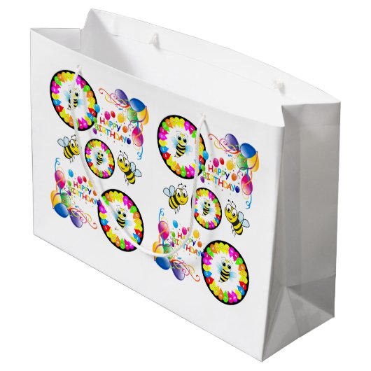 Happy Birthday Gift Bumblebee Groot Cadeauzakje (Achterkant Gekanteld)