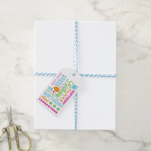 Happy Birthday Gift Label Cadeaulabel (Met Touw)