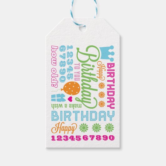 Happy Birthday Gift Label Cadeaulabel (Voorkant)