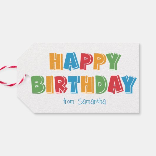 Happy Birthday Gift Label Cadeaulabel (Achterkant Horizontaal)