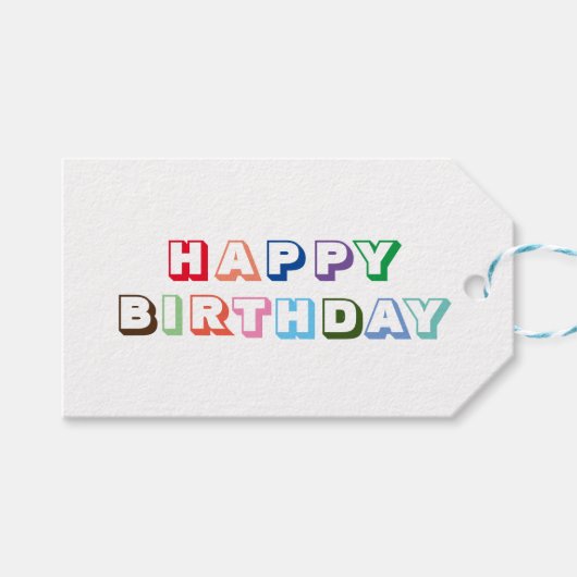 Happy Birthday Gift Label Cadeaulabel (Voorkant (Horizontaal))