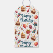 Happy Birthday Gift Labels met ballonnen en taart Cadeaulabel (Voorkant)