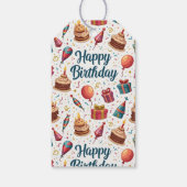Happy Birthday Gift Labels met ballonnen en taart Cadeaulabel (Achterkant)