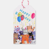 Happy Birthday Gift Labels met Happy Cat Party Cadeaulabel (Achterkant)